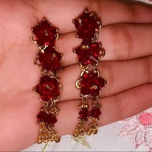 Red Indian Earrings and Bindi Set
